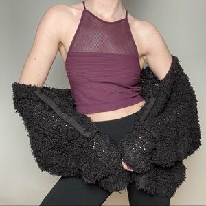 BCBGeneration Purple Mesh Racer Tank